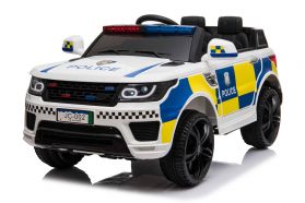 Battery Powered - 12V White Police Ride On Car