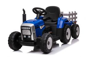 Blue R/C Twin Motor Tractor & Trailer - 12V Kids' Electric Ride On